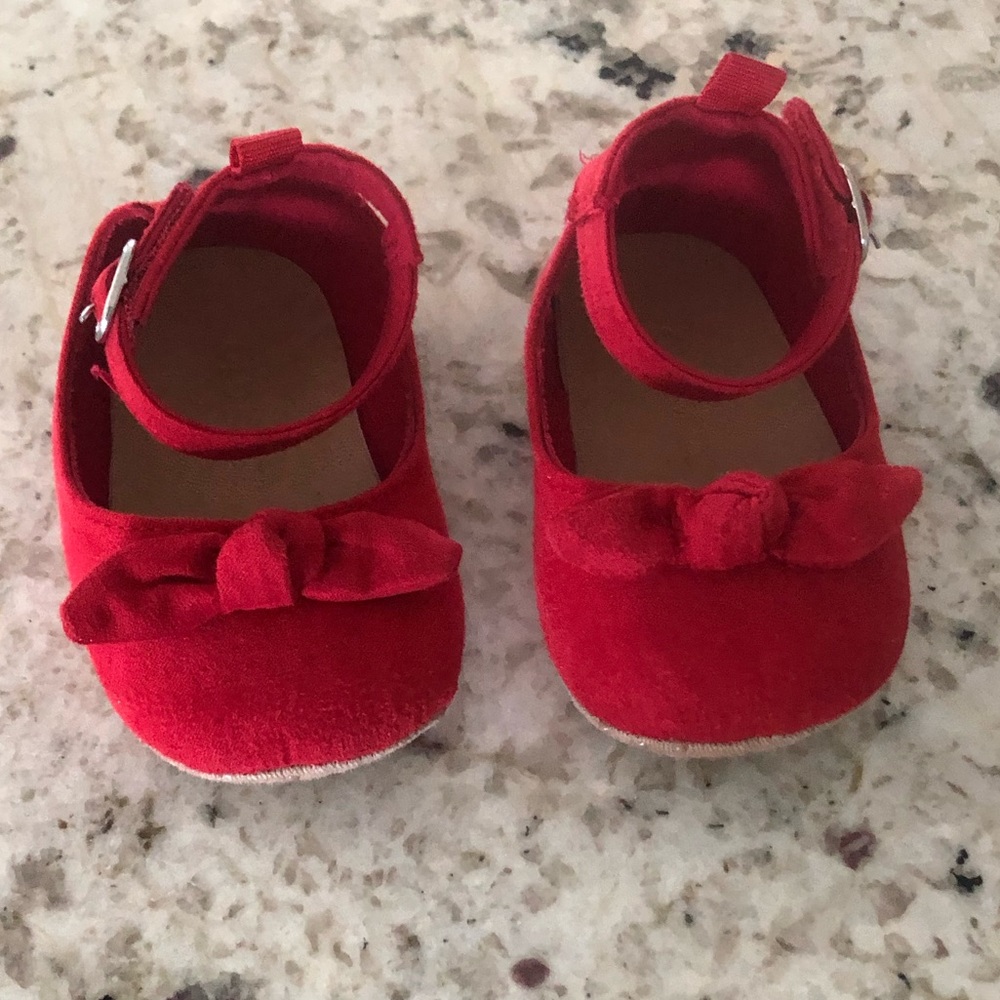 Bright Red slippers size 3-6 months
